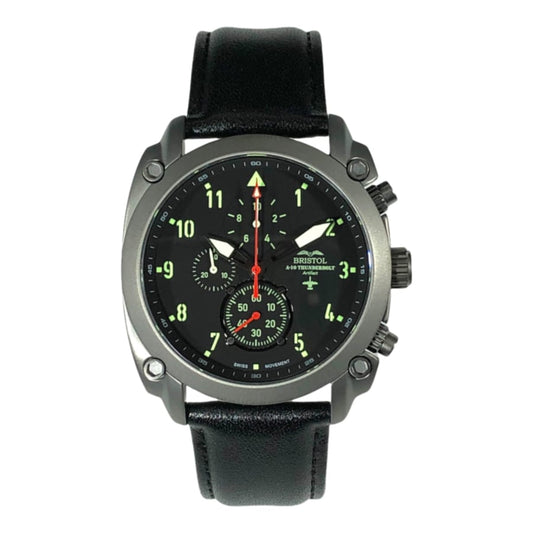 A 10 Thunderbolt Tribute Watch Gunmetal Finish Leather Band - Veloce - The App For Watch Collectors