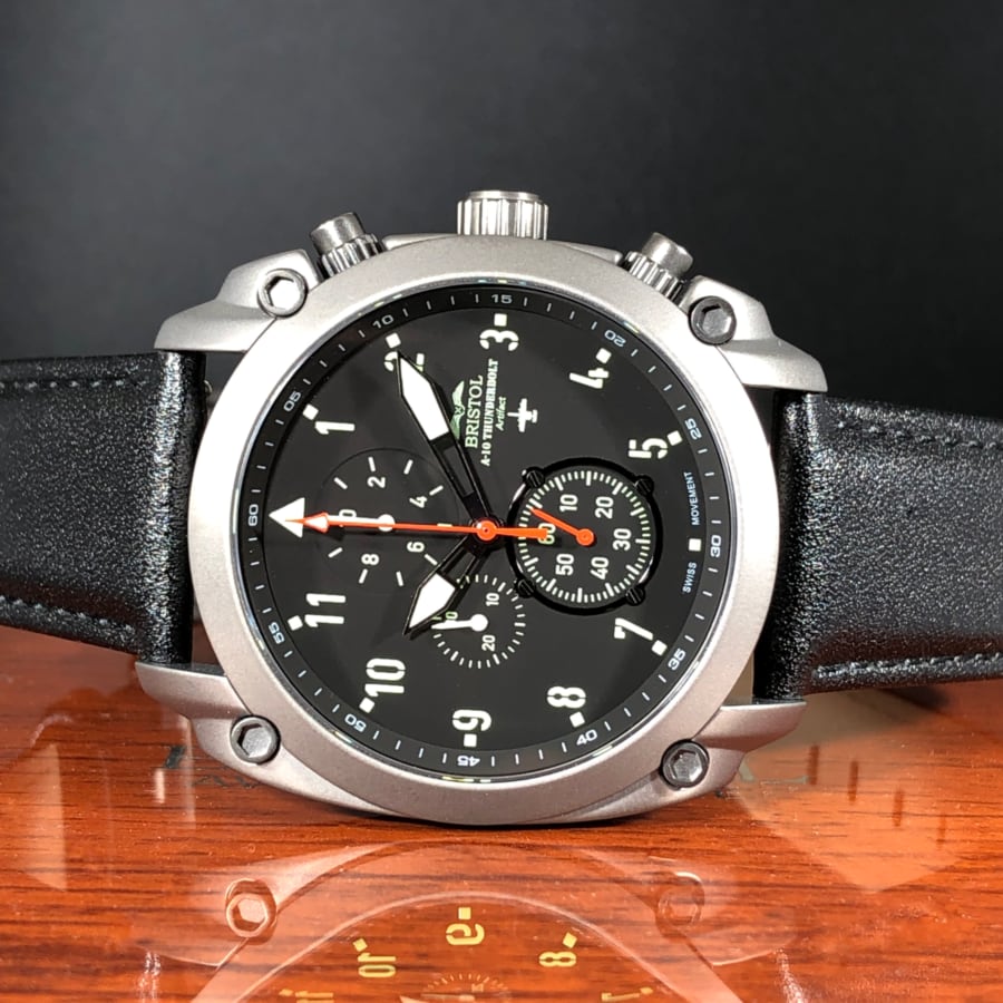 A 10 Thunderbolt Tribute Watch Gunmetal Finish Leather Band - Veloce - The App For Watch Collectors