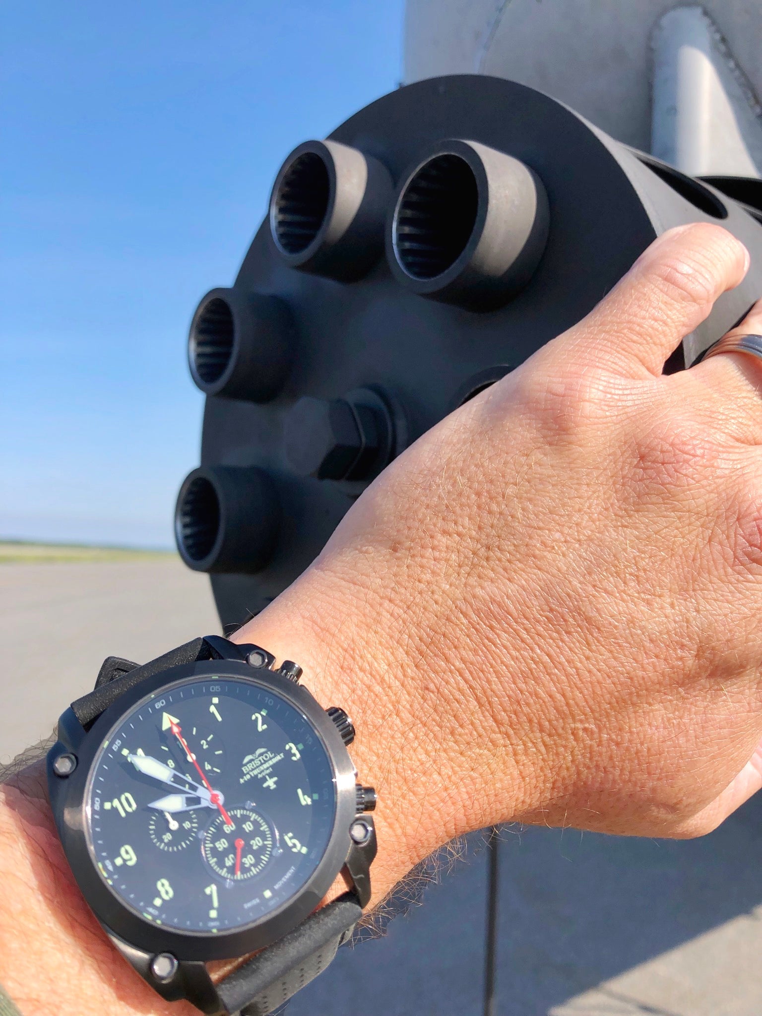 A 10 Thunderbolt Tribute Watch Gunmetal Finish Leather Band - Veloce - The App For Watch Collectors