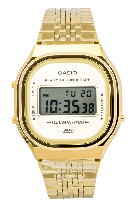 Casio Digital Gold Tone Stainless Steel Quartz A140WEG-9A Unisex Watch