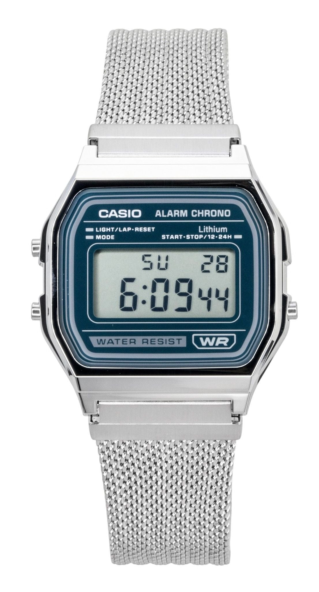Casio Vintage Digital Stainless Steel Mesh Bracelet Quartz A158WEM-3 Unisex Watch