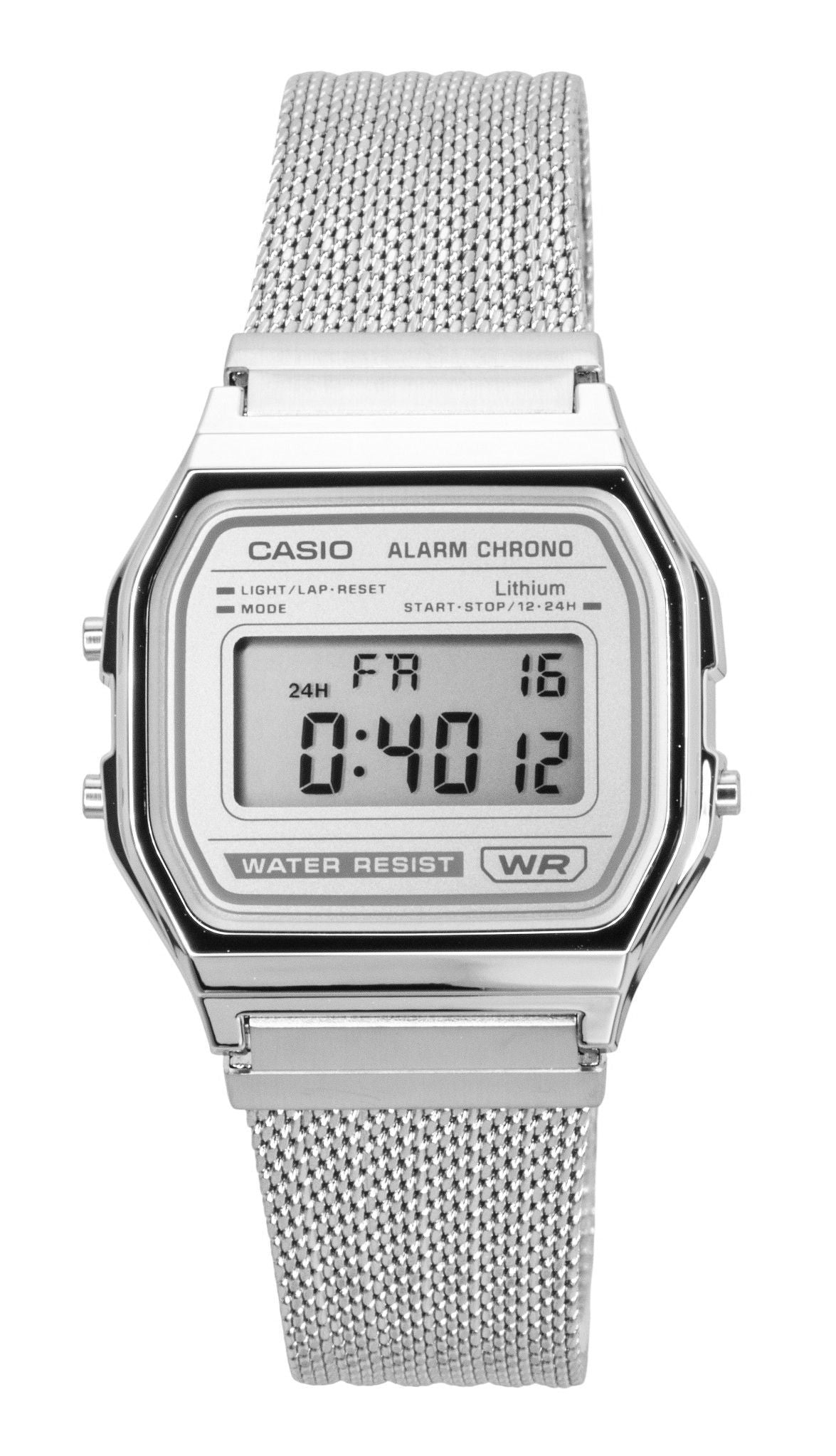 Casio Vintage Digital Stainless Steel Mesh Bracelet Quartz A158WEM-7 Unisex Watch