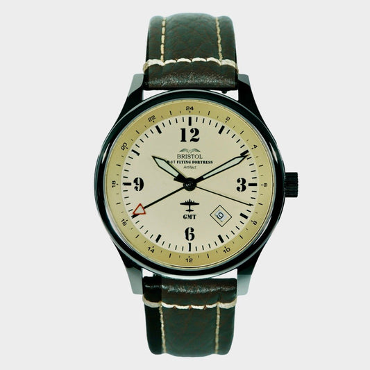 B17 Tribute Polished Stainless Beige Dial Brown Leather - Veloce - The App For Watch Collectors