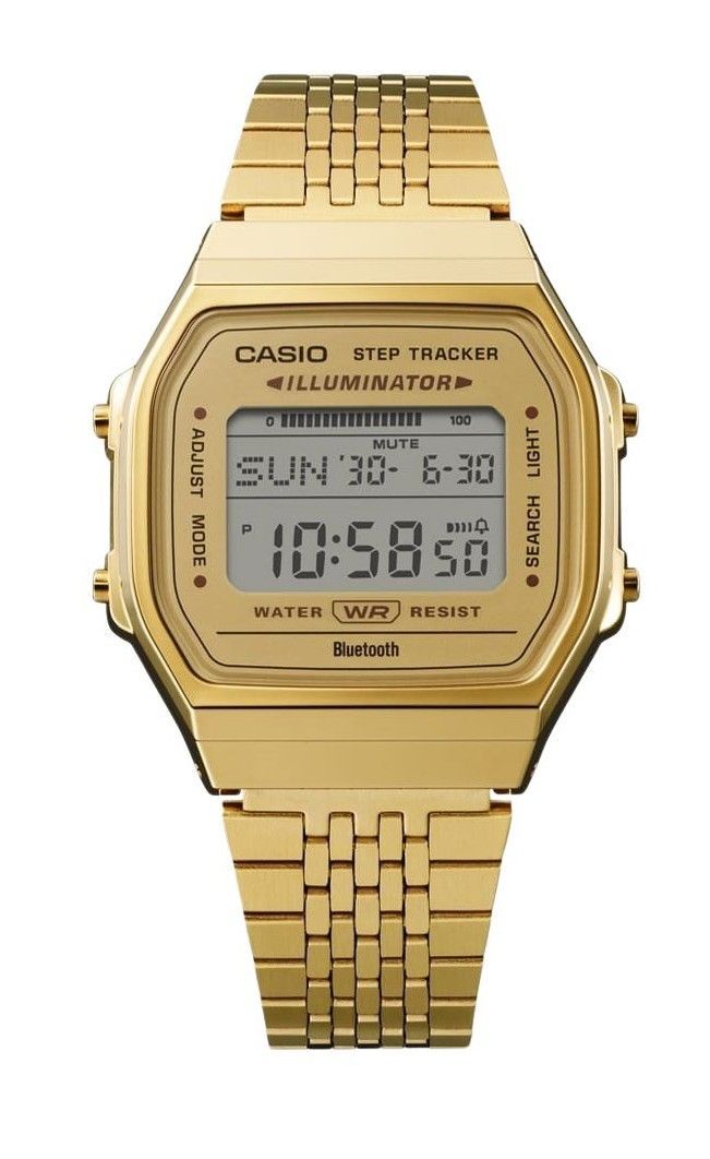 Casio Vintage Digital Smartphone Link Gold Tone Stainless Steel Quartz ABL-100WEG-9A Unisex Watch