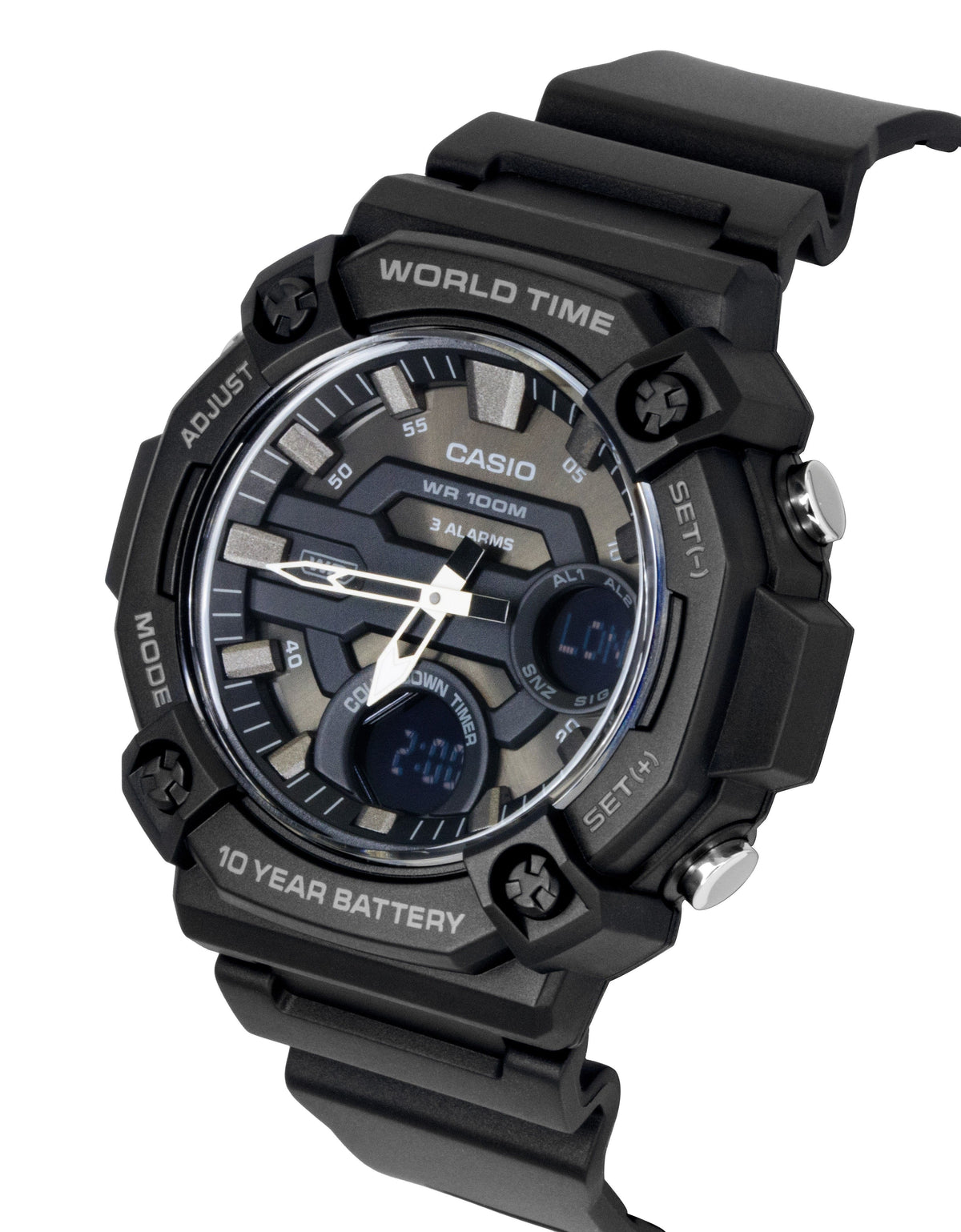 Casio Standard Analog Digital Resin Strap Grey Dial Quartz AEQ-120W-1BV 100M Men's Watch