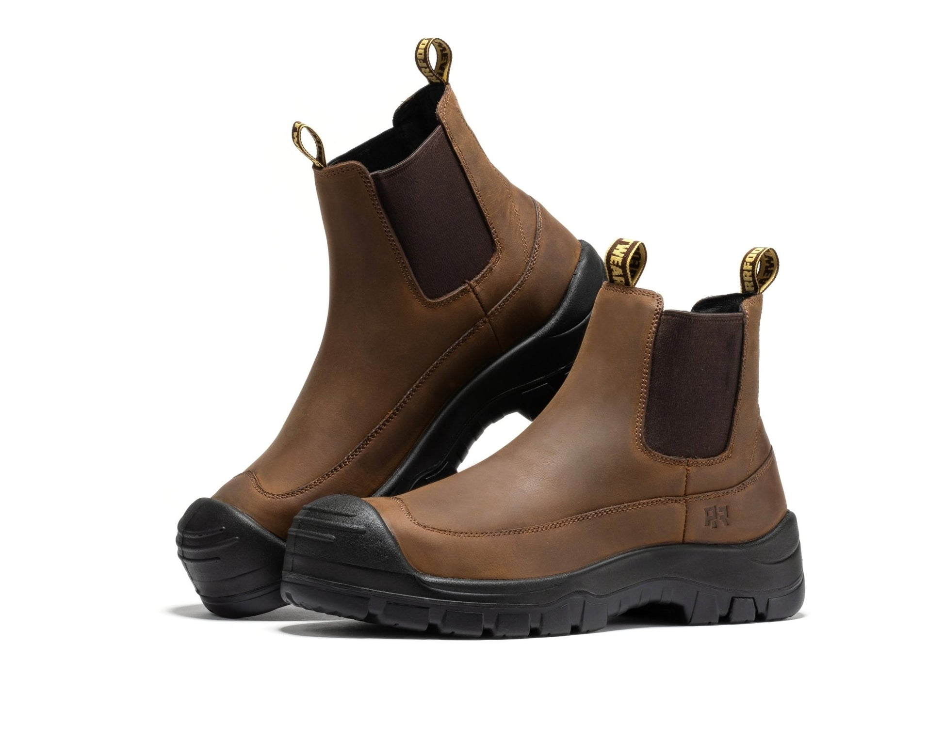 ROCKROOSTER Woodland Brown 6 inch Composite Toe Pull - on Leather Work Boots AK664 - Veloce - The App For Watch Collectors