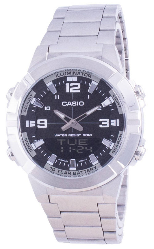 Casio Analog Digital World Time Stainless Steel AMW-870D-1A AMW870D-1 Men's Watch