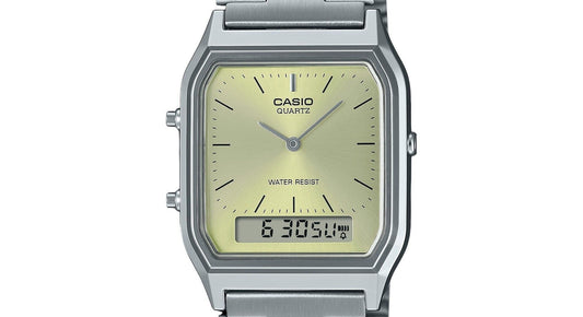 Casio Vintage Analog Digital Light Champagne Dial Quartz AQ-230A-9AMQY Unisex Watch
