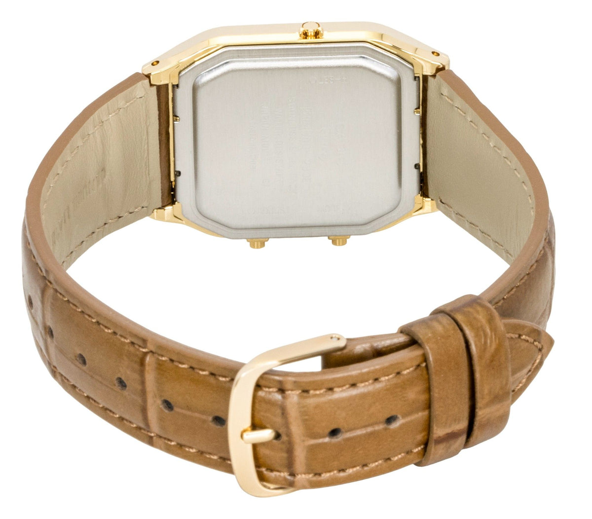 Casio Vintage Analog Digital Leather Strap Gold Dial Quartz AQ-230EGL-9A Unisex Watch