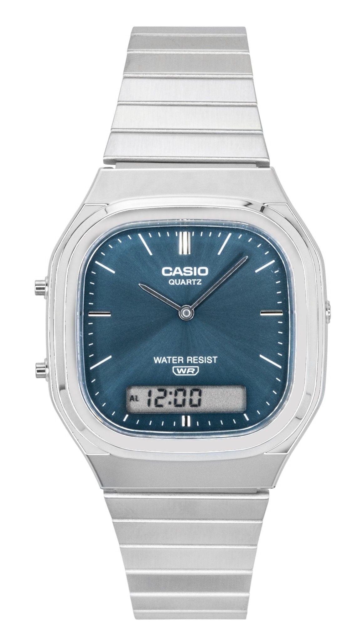 Casio Vintage Analog Digital Stainless Steel Sky Blue Dial Quartz AQ-240E-3A Unisex Watch