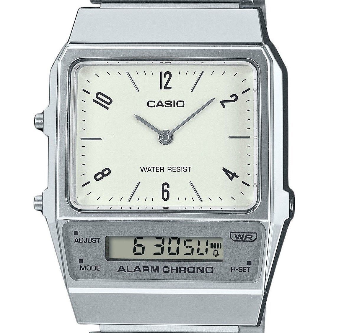 Casio Vintage Analog Digital Dual Time Stainless Steel Bracelet White Dial Quartz AQ-800E-7A2 Unisex Watch