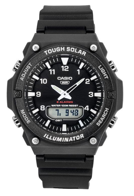 Casio Analog Digital Resin Strap Black Dial Solar AQ-S820W-1AV 100M Men's Watch