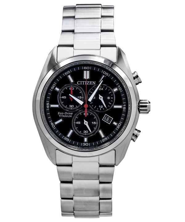 Citizen Super Titanium Chronograph Black Dial Eco-Drive AT2590-59E Men's Watch