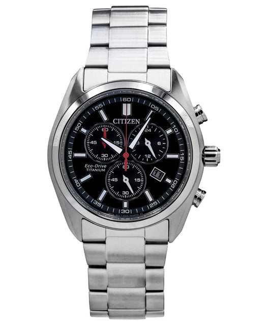 Citizen Super Titanium Chronograph Black Dial Eco-Drive AT2590-59E Men's Watch