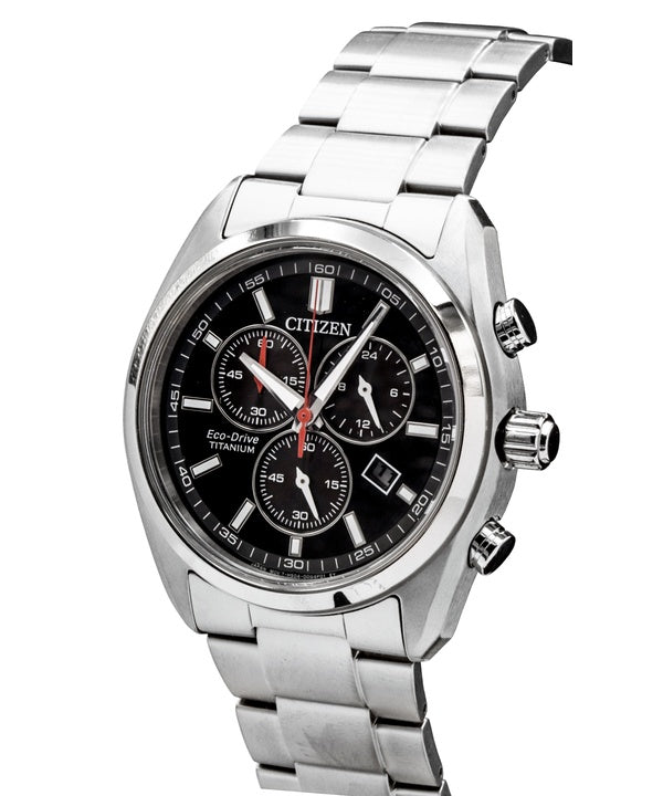 Citizen Super Titanium Chronograph Black Dial Eco-Drive AT2590-59E Men's Watch