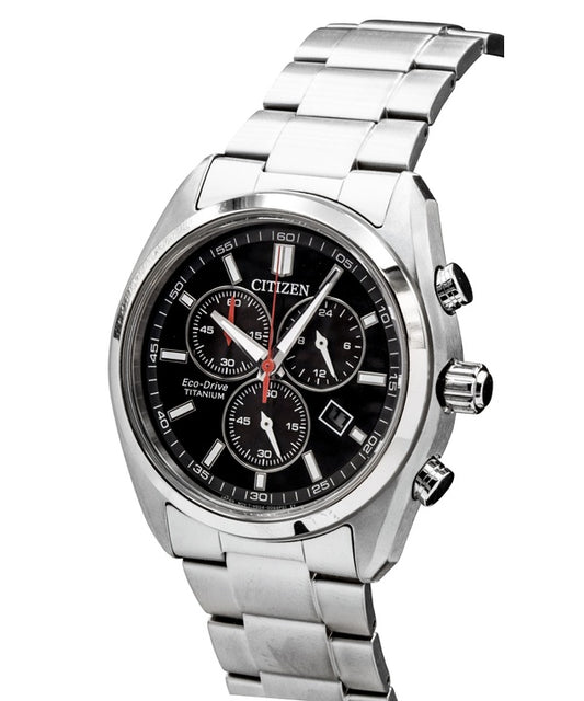 Citizen Super Titanium Chronograph Black Dial Eco-Drive AT2590-59E Men's Watch