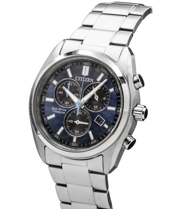 Citizen Super Titanium Chronograph Blue Dial Eco-Drive AT2590-59L Men's Watch
