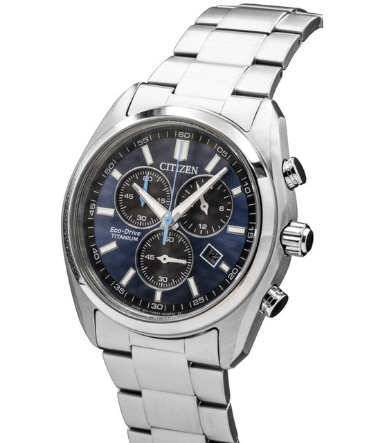 Citizen Super Titanium Chronograph Blue Dial Eco-Drive AT2590-59L Men's Watch