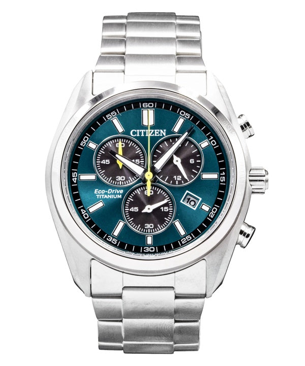 Citizen Chronograph Super Titanium Green Dial Eco-Drive AT2590-59X Men's Watch