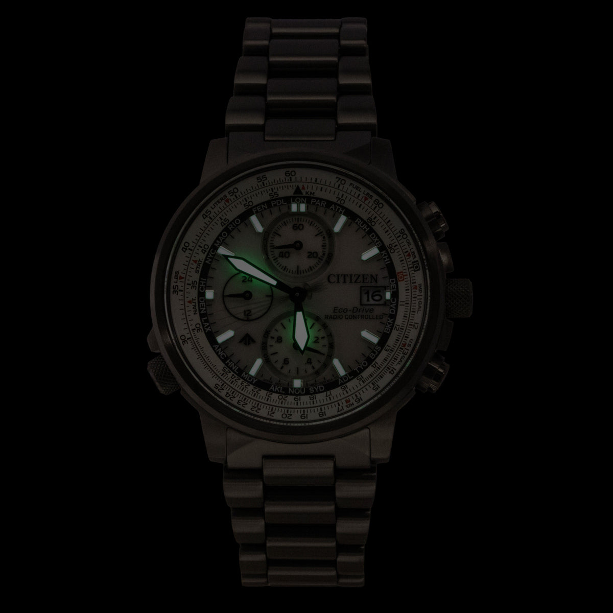 Citizen Promaster Navihawk A-T Chronograph Stainless Steel Silver Dial Eco-Drive Diver's AT8304-57A 200M Men's Watch