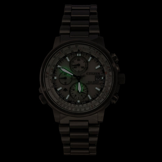 Citizen Promaster Navihawk A-T Chronograph Stainless Steel Silver Dial Eco-Drive Diver's AT8304-57A 200M Men's Watch