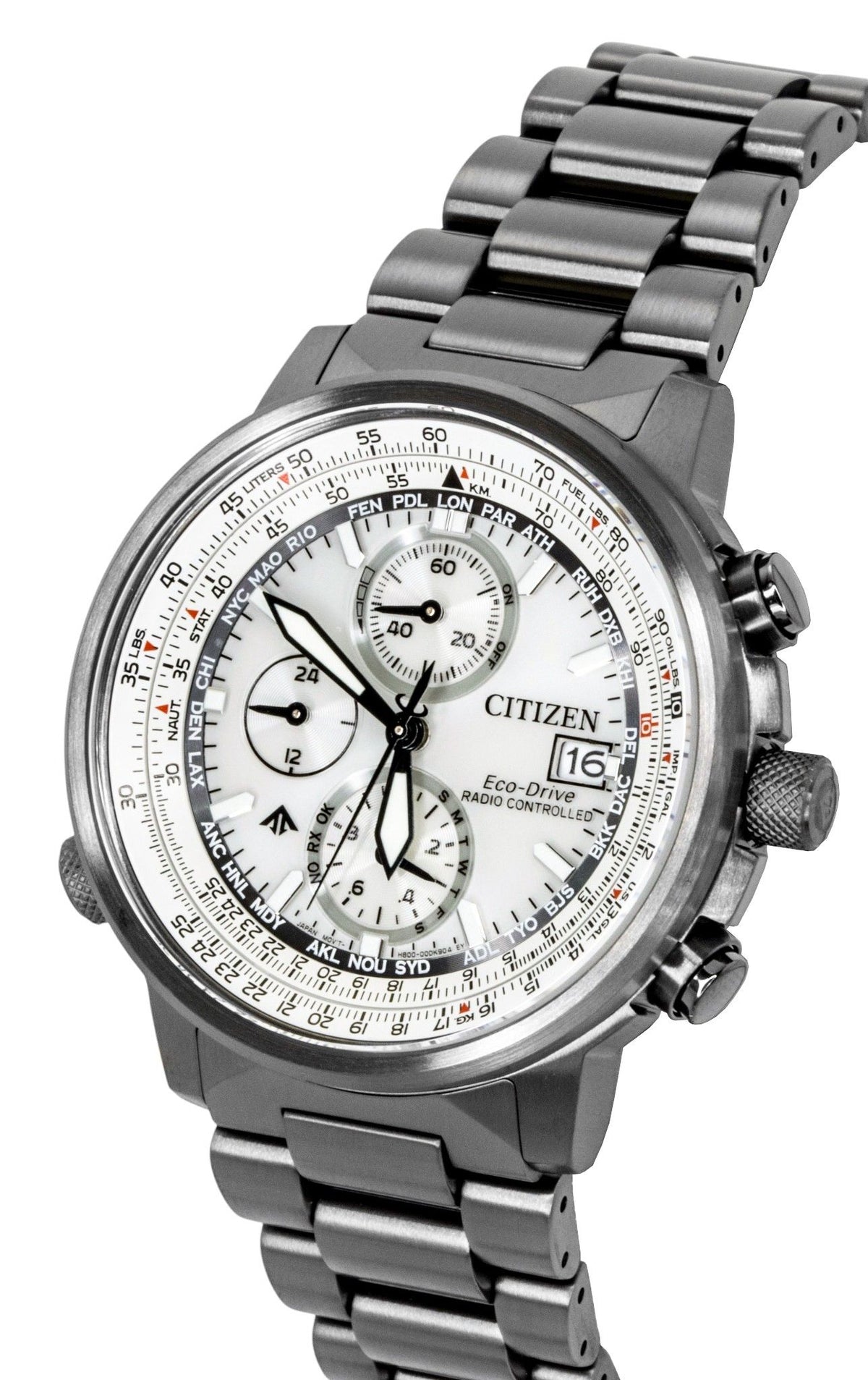 Citizen Promaster Navihawk A-T Chronograph Stainless Steel Silver Dial Eco-Drive Diver's AT8304-57A 200M Men's Watch