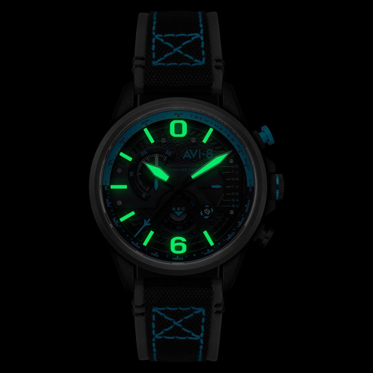 AVI-8 Hawker Hurricane Dual Retrograde Chronograph Storm Black Leather Strap Black Dial Quartz AV-4056-0A Men's Watch