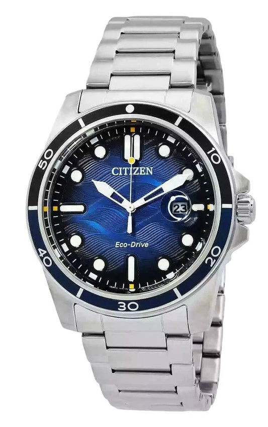 Citizen Marine Stainless Steel Blue Dial Eco-Drive AW1810-85L 100M Men's Watch