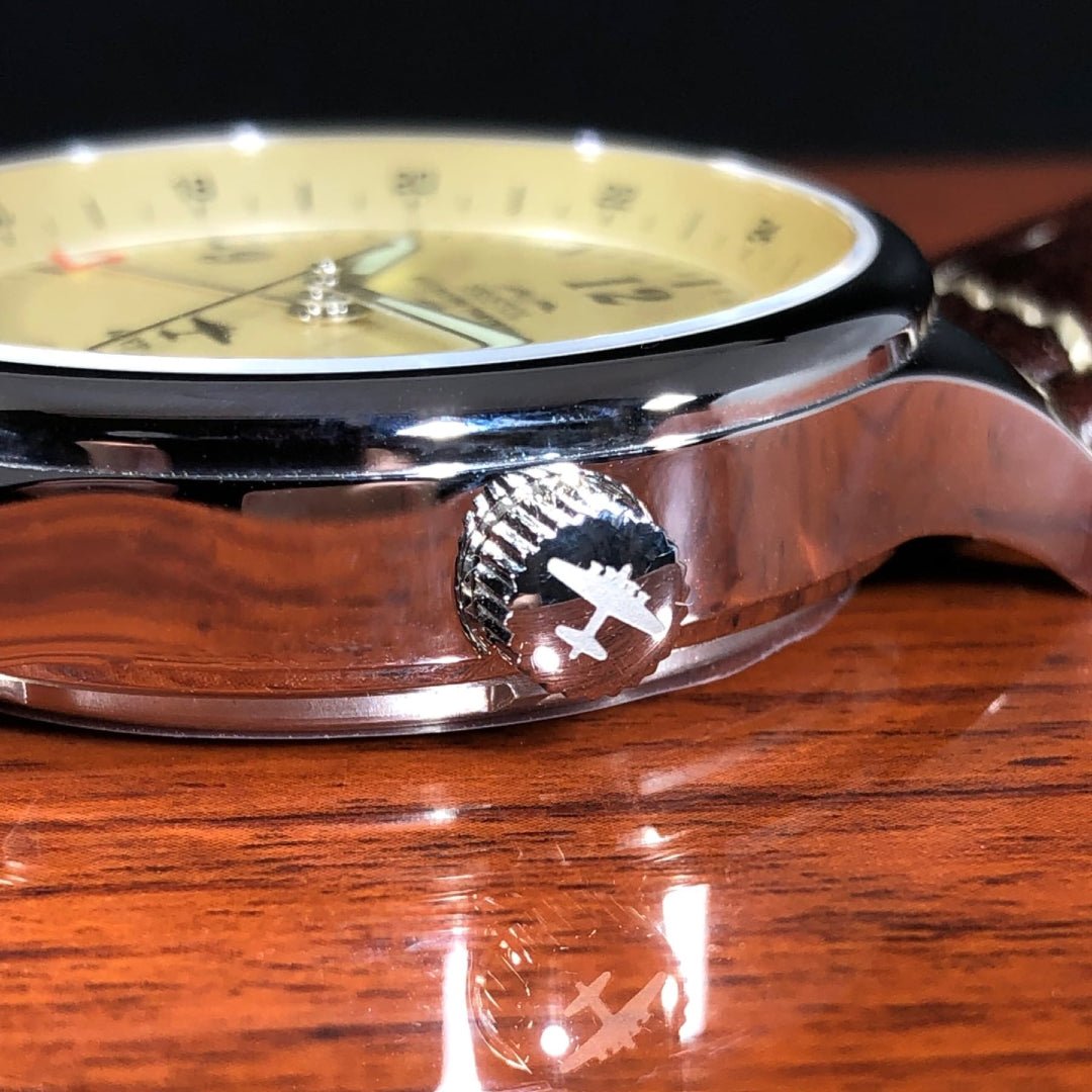 B17 Tribute Polished Stainless Beige Dial Brown Leather - Veloce - The App For Watch Collectors