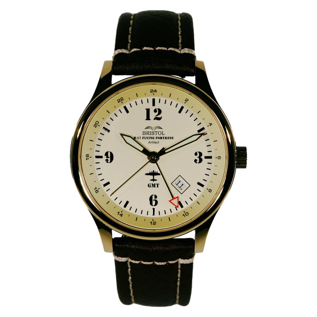 B17 Tribute Gold Finish Stainless Steel Beige Dial Brown Leather - Veloce - The App For Watch Collectors