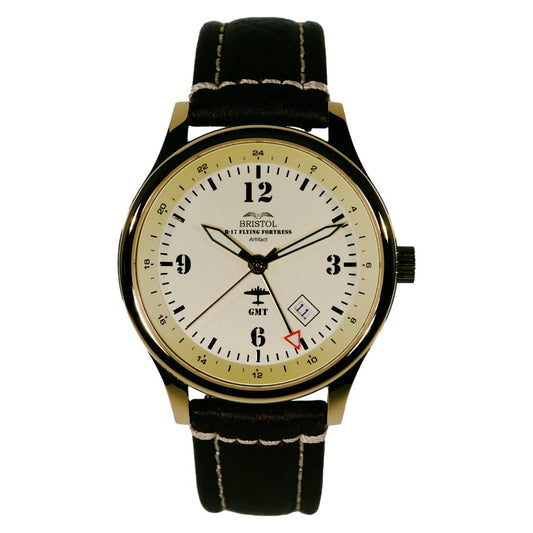 B17 Tribute Gold Finish Stainless Steel Beige Dial Brown Leather - Veloce - The App For Watch Collectors