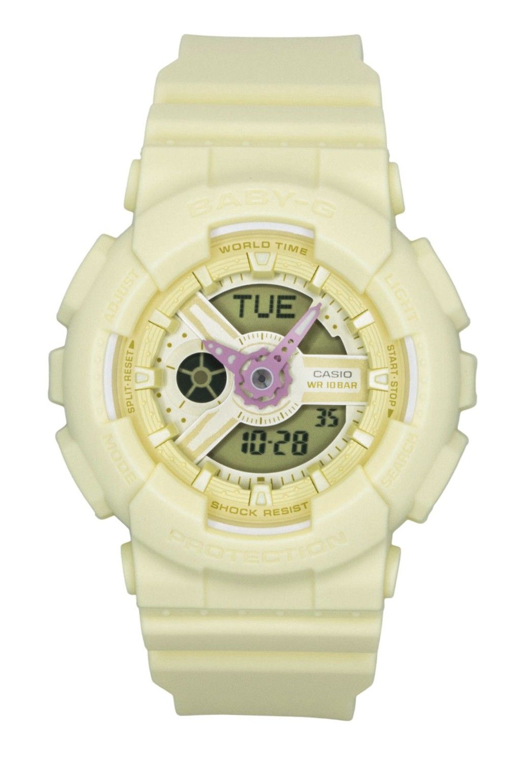 Casio Baby-G Analog Digital Resin Strap Yellow Dial Quartz BA-110AH-9A 100M Women's Watch