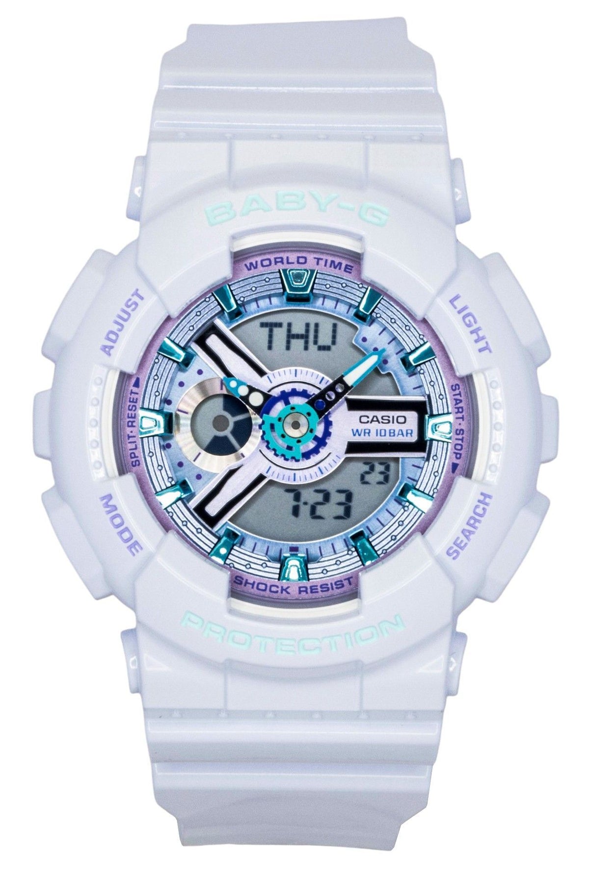 Casio Baby-G Analog Digital Resin Strap White Dial Quartz BA-110MC-7A 100M Women's Watch