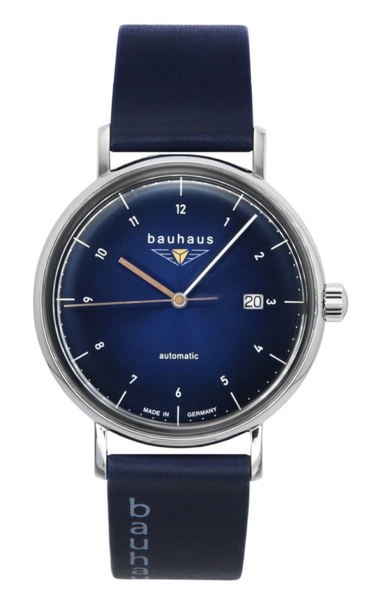 Bauhaus Leather Strap Dark Blue Dial Automatic 21523 Men's Watch
