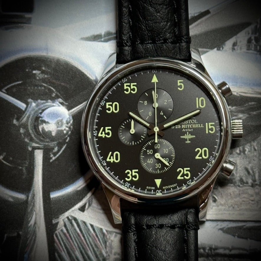 B 25 Mitchell Tribute Chronograph Stainless Steel Leather - Veloce - The App For Watch Collectors