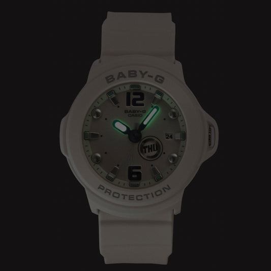 Casio Baby-G Plus Analog Resin White Dial Quartz BGA-15K-7A 100M Women's Watch With Convertible Holder