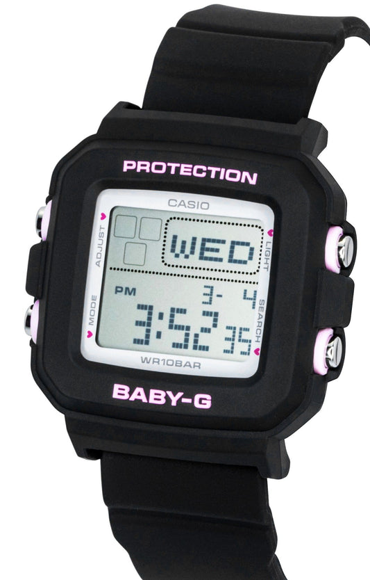 Casio Baby-G Plus Digital Resin Strap Quartz BGD-10KH-1 100M Women's Watch With Silicone Holder