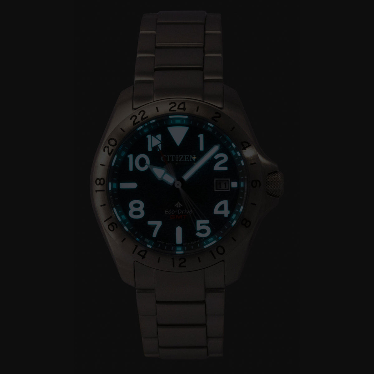 Citizen Promaster GMT Stainless Steel Black Dial Eco-Drive Diver's BJ7150-50E 200M Men's Watch