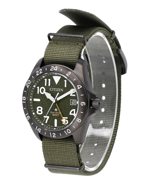 Citizen Promaster Land GMT Analog Green Nylon Strap Green Dial Eco-Drive BJ7155-05X 200M Men's Watch