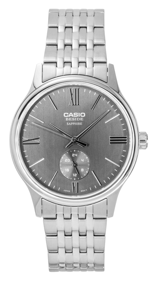 Casio Beside Analog Stainless Steel Grey Dial Quartz BMS-100D-8AV Men's Watch