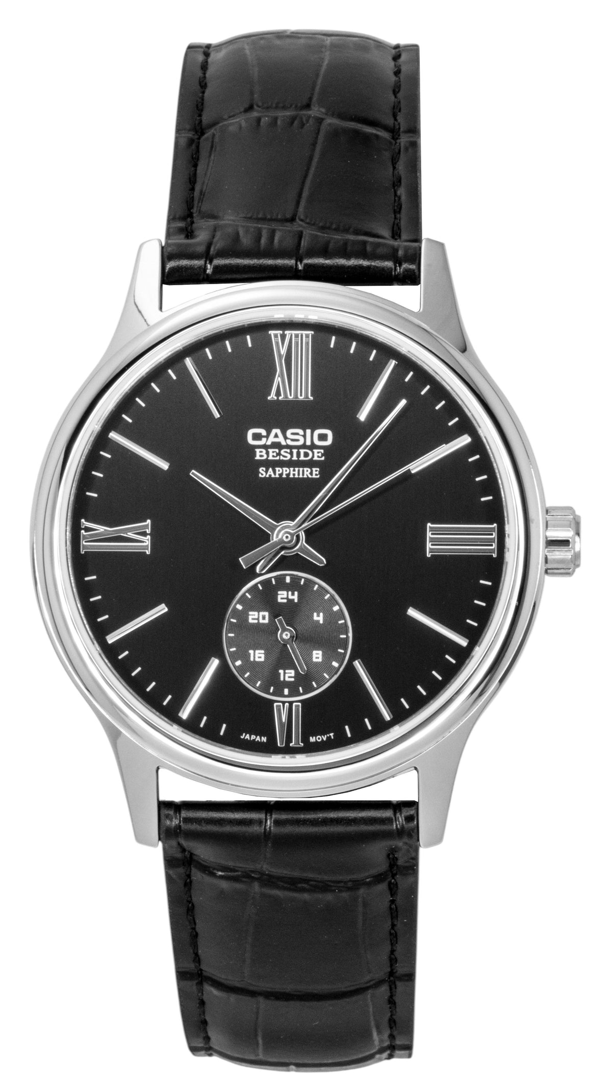 Casio Beside Analog Leather Strap Black Dial Quartz BMS-100L-1AV Men's Watch
