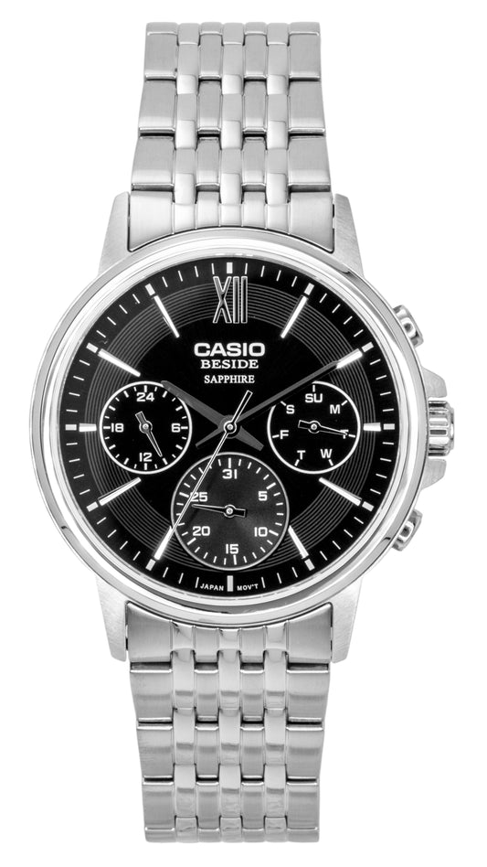 Casio Beside Analog Stainless Steel Black Dial Quartz BMS-300D-1AV Men's Watch