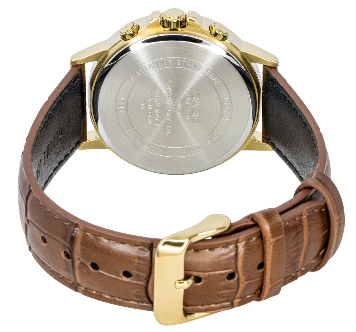 Casio Beside Analog Leather Strap Gold Dial Quartz BMS-300GL-5AV Men's Watch