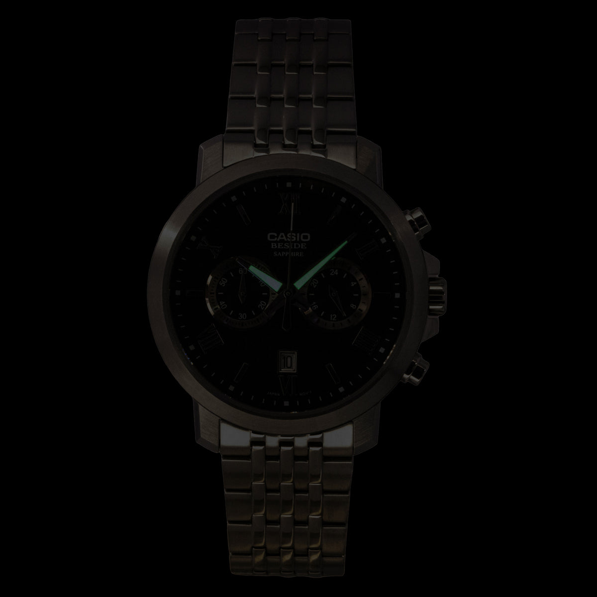 Casio Beside Chronograph Analog Stainless Steel Black Dial Quartz BMS-500D-1A Men's Watch