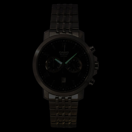 Casio Beside Chronograph Analog Stainless Steel Black Dial Quartz BMS-500D-1A Men's Watch