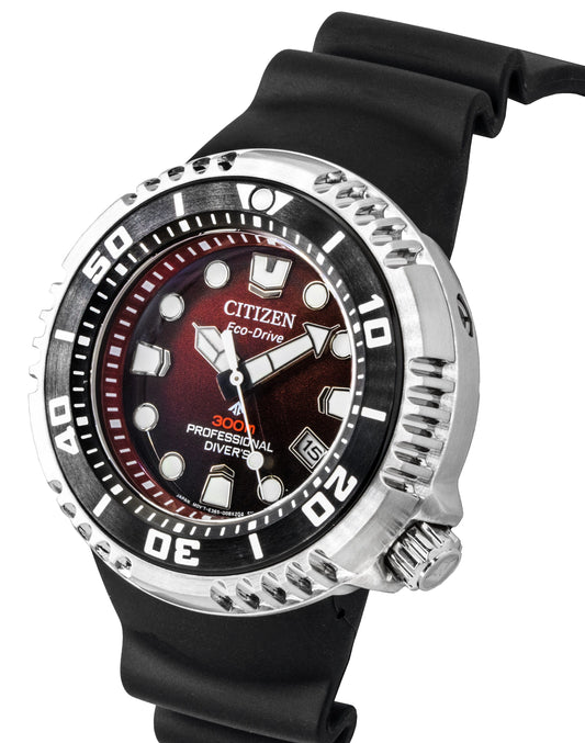 Citizen Promaster Polyurethane Strap Red Dial Eco-Drive Diver's BN1024-01Z 300M Men's Watch