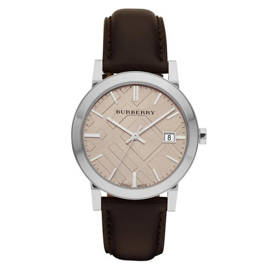 Burberry Mens Watch The City Check Champagne Brown Bu9011