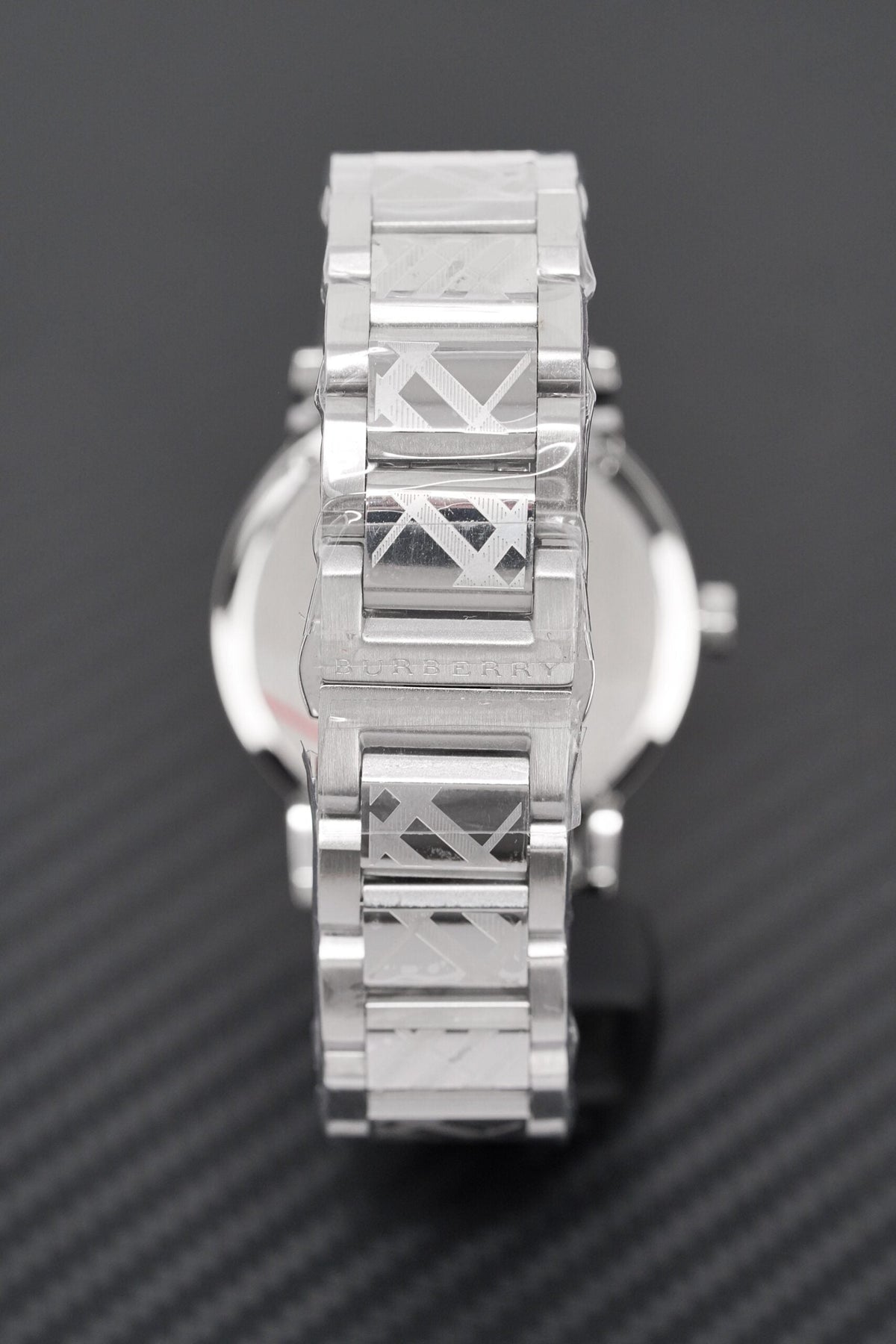 Burberry Mens Watch The City Engraved Checked Steel Bu9037