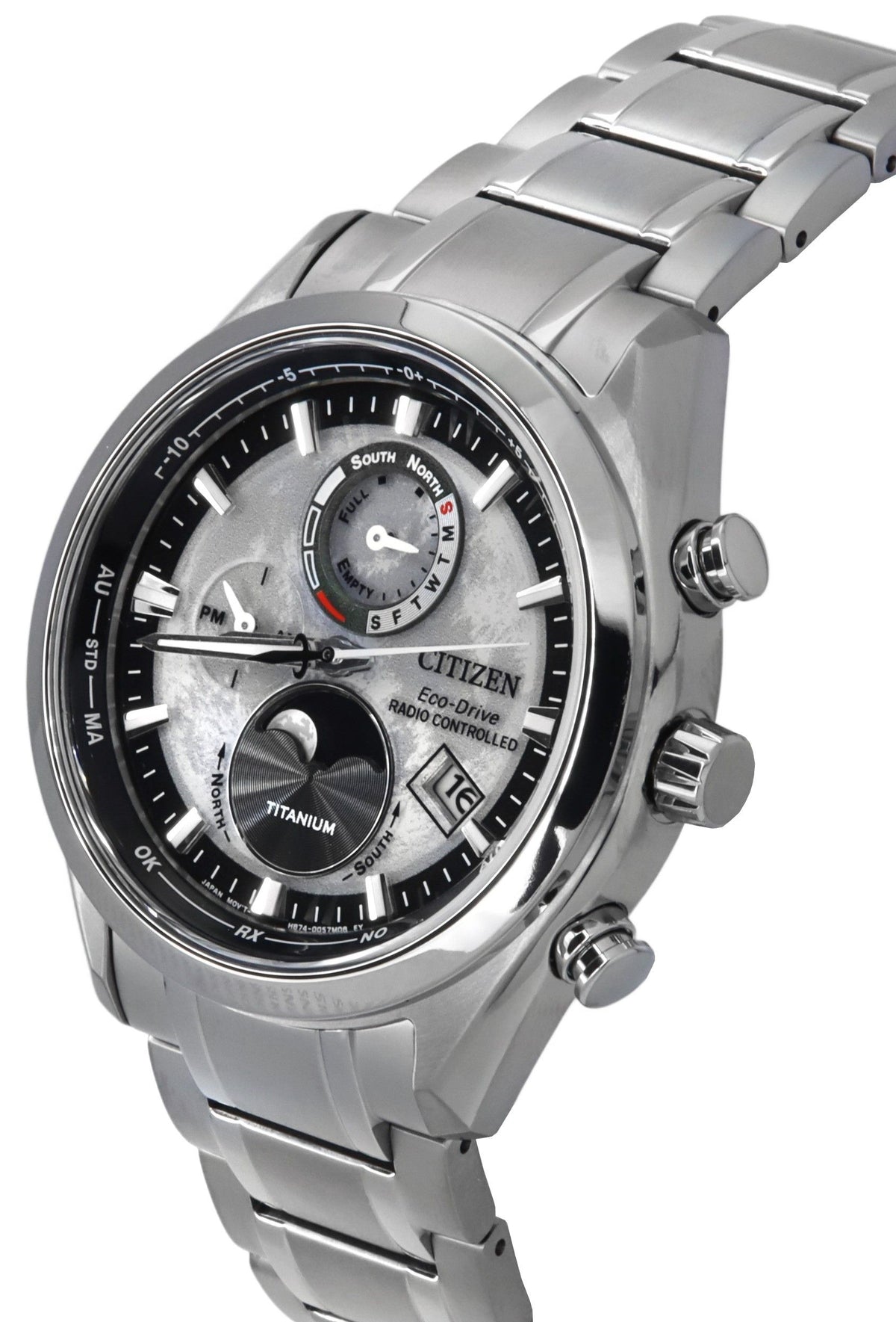 Citizen Eco-Drive Tsuki-yomi Super Titanium Radio Controlled Grey Dial BY1010-81H 100M Men's Watch
