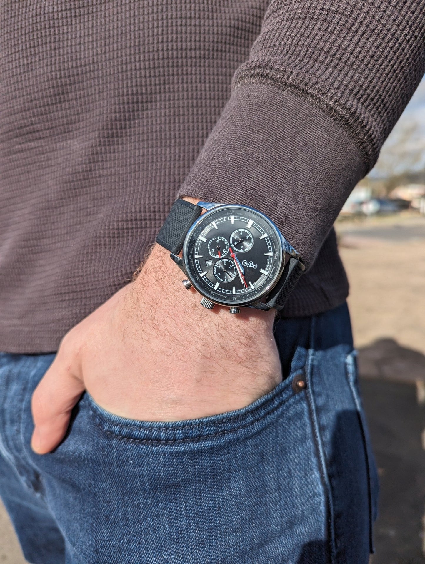 Black Sport Chronograph With Interchangeable Straps - Veloce - The App For Watch Collectors